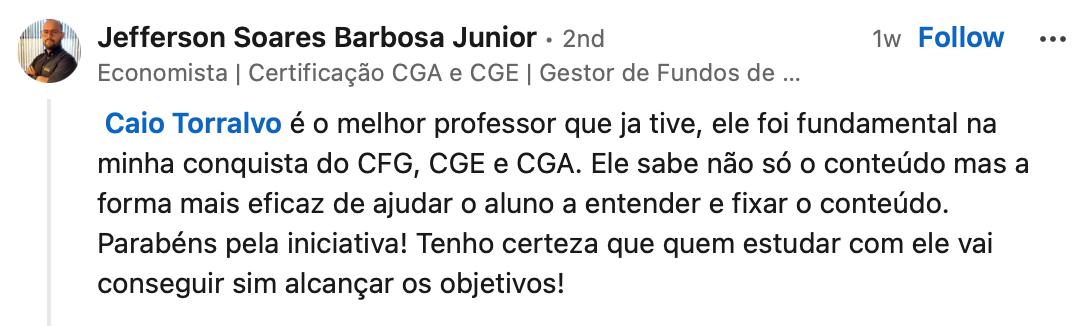 Depoimento de Jefferson Soares Barbosa Junior, Economista